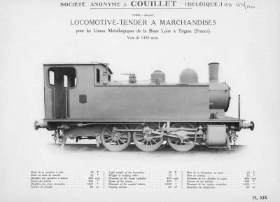 <b>Locomotive-tender à marchandises</b><br>pour les Usines Métallurgiques de la Basse Loire à Trignac (France)<br>Voie de 1435 m/m